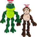 KONG Knots Oversized Dog Toy - Large/X-Large - with Inner Rope Skeleton (Frog/Monkey Combo)