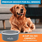 Master Pet Supply Stainless Steel Dog Bowls - 64 oz, Heavy Duty - Graphite, Double Wall Extra-Thick Insulated, Non-Slip Pet Water Bowl for Dogs, Cats & Pets, Anti Rust Metal, Dish Washer Safe