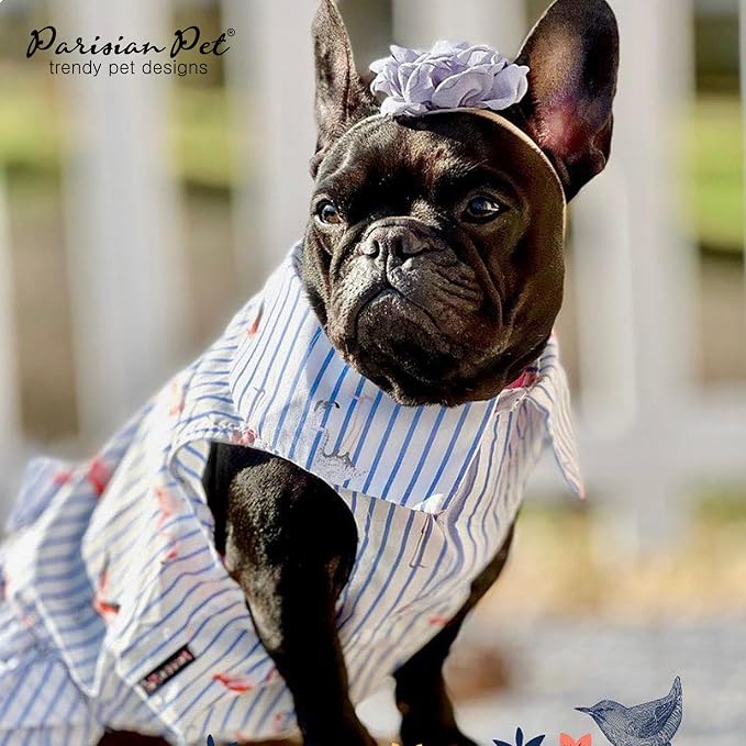 Parisian Pet Flamingo Dog Dress - Summer Clothes for Small Dogs Girl - Stylish Pet Dress - Comfortable Sleeveless Dog Outfits - Lightweight and Breathable Puppy Clothes - Dresses for Dogs