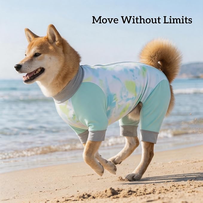 Dog Cooling Sun Protection Suit, Outdoor Fashion Onesie, UPF 50+ Lightweight Breathable Quick-Dry, Anti-Dirt & Anti-Shedding, Zipper Design for Easy Dressing Undressing (Cyan, X-Small)