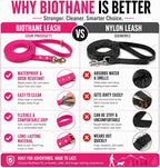 Gummy K9 Dog Leash, Biothane, Dog Training Leash, Made in The USA, 6 Feet, Various Sizes & Colors (5/8, Pink)