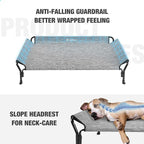 Veehoo Cooling Elevated Dog Bed, Raised Dog Cot with Guardrail & Headrest | Washable Dog Couch Bed for Indoor & Outdoor, Durable Breathable Teslin Mesh, Non-Slip Feet, Medium, 39.5" x 28", Black Silver