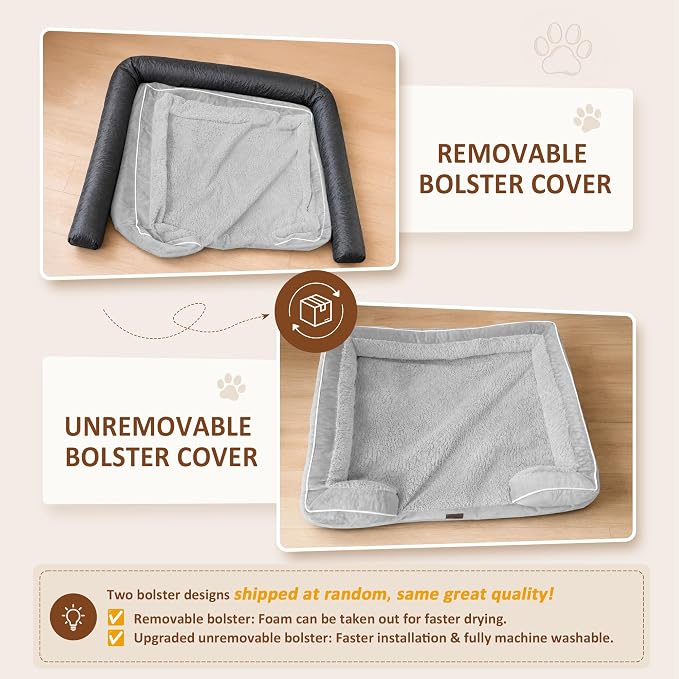 Comfort Expression Orthopedic Dog Bed for Extra Large Dogs with Bolster | Waterproof Dog Couch Bed with Washable Cover & Non-Slip Bottom, Supportive Egg Crate Foam Big Dog Bed, 53x42Inch