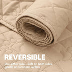 PAWFINITY Waterproof Couch Covers for Dogs, Pet Blanket for Sofa Washable | Paw Print Quilted, Hair Resistant, Anti Cat Scratch, Pee Proof Furniture Protector for 3 Seat Sofa and Bed, 30x70 Inch, Beige