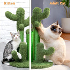 PAWZ Road Cat Scratching Post 23” Cactus Cat Scratcher with Toy Ball | Cactus Cat tree with 3 Sisal & Carpet Scratching Posts, Soft Carpet Base & Top, Interactive Ball for Indoor Cats
