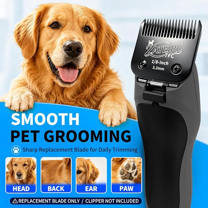 3 Pack Pet Grooming Clipper Blades with Steel Cutters, Sizes 10, 30 & 7FC, Black, Compatible with Andis, Oster A5, Wahl KM10 A5 Style Dog Clippers