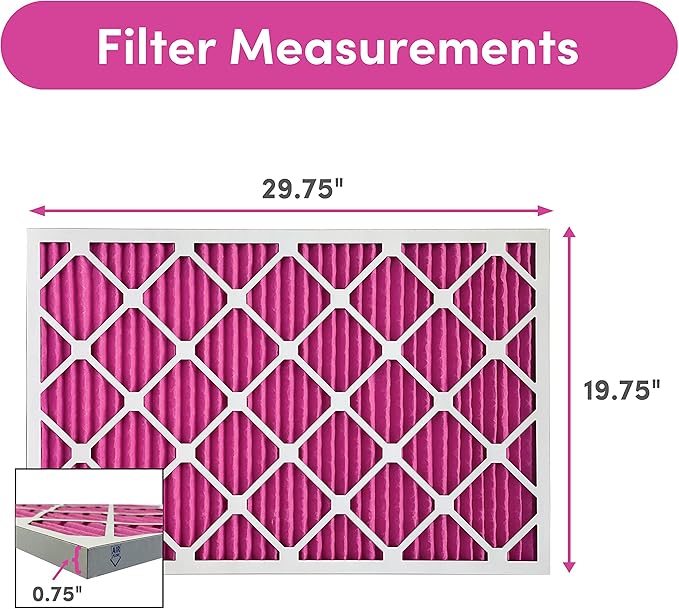 20x30x1 Air Filter (4-Pack) | Made in the USA | Color Changing | Remove Cat and Dog Odor | MERV 8 for Pet Hair Dander and Dust | 19.75"x29.75"x0.75" Exact Size