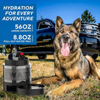 lesotc Portable Dog Water Bottle, 56oz Large Travel Water Bowl Dispenser for Dogs Camping Beach Walking Essentials, Big Pet Bottles Hiking Traveling Park Car Trips Accessories for On the Go, BPA Free