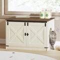 Hzuaneri Cat Litter Box Enclosure, Hidden Litter Box Furniture with Divider | Wooden Cat Cabinet with Removable Dividers, Reversible Entrance Left or Right Side, Cat Washroom, Rustic White Brown CB84614X