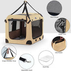 Petprsco Portable Dog Crates for Medium Dogs，32 inch Soft Travel Dog Crate | Collapsible Soft Dog Crate 32"x23"x23" for Medium/Large Dogs with Plush Mat, Fleece Blanket & Foldable Bowl, Indoor/Outdoor