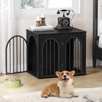 Hzuaneri 26.8'' Wooden Dog Crate Furniture, Indoor Dog Kennel Dogs Cage for Small Dogs, Heavy Duty Dog Crates Decorative Pet House End Side Table TV Stand, Black DFC85504B