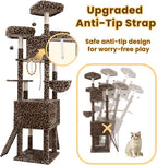 Cat Tree, 81.1" Tall Heavy Duty Cat Tower for Large Cats VCT032BW | Cat Furniture with 3 Wide Platforms, Diamond-Shaped Condo 2 Sisal Scratchers, Hammock & Stable Base, Leopard Print