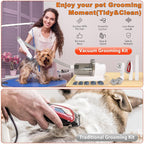 Dog Grooming Vacuum Kit & Pet Clipper - 6-in-1 Shedding Brush with 99% Hair Suction, 6 Grooming Combs Included
