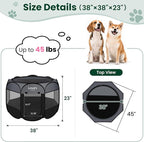Love's cabin Pet Puppy Dog Playpen, Large Dog Tent Crates Cage Indoor/Outdoor, Portable Playpen for Cat, Foldable Pop Up Dog Kennel Playpen with Carring Case, Removable Zipper Top, Dark Grey