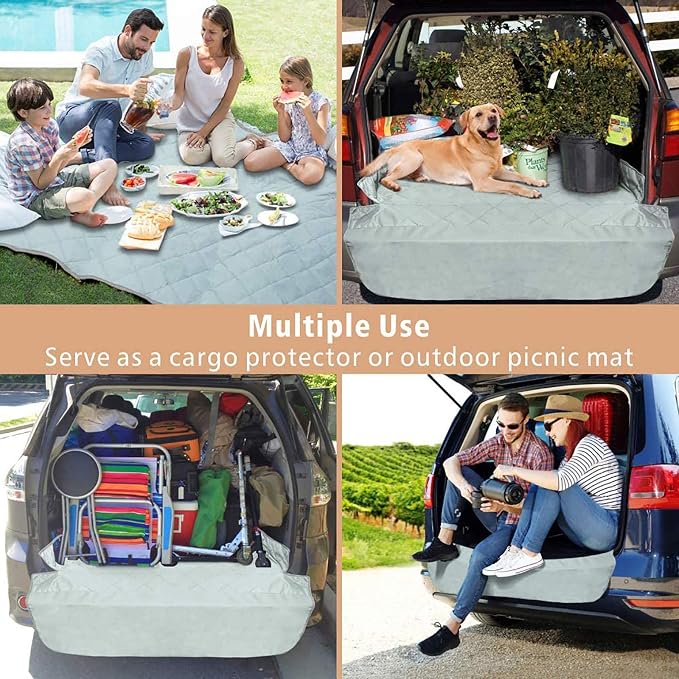 F-color SUV Cargo Liner for Dogs - Heavy Duty Cargo Cover for Mid-Size SUVs | Water Resistant, Bumper Flap, Non-Slip Mat, Car Trunk Dog Car Seat Cover Prevents Scratches Pet Hair Mud Dirt for Sedans Vans