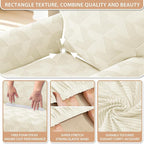 ZNSAYOTX Stretch Couch Covers for 2 Cushion Couch, 1-Piece Loveseat Covers Sofa Slipcover, Furniture Protector with Elastic Bottom for Dogs Geometrical Jacquard Fabric (Medium, Beige)