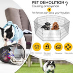 FDW 24 Inch Dog Pen 8 Panel Dog Playpen Indoor Outdoor Metal Puppy Pet Fence Portable Folding Animal Exercise Fence,Black