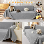 Deep Dream Waterproof Couch Covers for 3 Cushion Couch, Cat-Scratch Resistant Sofa Cover, Pet Friendly Anti Slip Sofa Slipcovers Furniture Protector Washable Sofa Covers, 91" x 118", Light Grey
