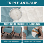 Turquoize 100% Waterproof Wing Chair Cover Wing Armchair Slipcovers Chair Couch Protector Triple Non-Slip Sofa Slipcover Furniture Protector for Pets, Kids,Dog (Wing Chair, Stone Blue)