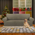 Stretch Couch Covers for Sofa, 3 Cushion Couch Slipcover,Khaki | 1-Piece Washable Sofa Cover Pet Friendly(78"-94") Furniture Protector Soft Jacquard, Elastic Bottom for Dogs & Kids