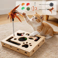Cat Scratch Puzzle Box for Indoor Cats, Wooden Cat Enrichment Toy | Cat Toys for Indoor Cats Cat Nail File Box with Interactive Cat Toys & Sandpaper Inside