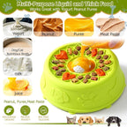 Dog Slow Feeder Lick Bowl with Rolling Ball for Liquid Treats,2-in-1(Green) | Anti-Slip Silicone Dog Licking Bowl for Bone Broth with Suction Cup, Enrichment Lick Sphere Toy for Large Medium Dogs Cats