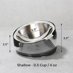 Felli Oblik Elevated Cat Bowl Removable Stainless Steel Wide Dish for Dry Wet Food Feeding & Dishwasher Clean, Slanted Whisker Fatigue Friendly Metal Plate (Smoky, 0.5 Cups Shallow Dish)