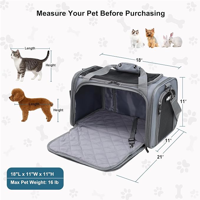 EliteField Deluxe Soft Pet Carrier for Cats and Dogs (3-Year Warranty) | Airline Approved, Waterproof Fabric, Scratch-Resistant Mesh, Expandable Mat, Built-In Leash, Suitcase Sleeve, Seat Belt Loops