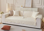 Luxury Vintage Cotton Embroidery Sofa Cover Soft Farmhouse Seat Cushion Cover Floral Quilted Sectional Couch Cover Anti-Slip Sofa Slipcovers Furniture Protector for Dogs Cats (Beige,28"x28")