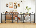 Folding Pet Fence 144" Wide, 32" Tall,Freestanding Dog Gate with Door,Black | 6 Panels No-Assembly Metal Pet Fence Walk Through,Extra Accordion Puppy Folding Playpen for Doorways, Stairs,House