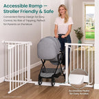 Cumbor Extra Wide Baby Gate, 36.6-69" Walk-Through Dog Gate for Stairs, Doorways & Hallways, 30.5“ Tall, Auto-Close & Dual-Swing Safety Child Gate Indoor, Easy Install Pressure-Mounted Pet Gate, White