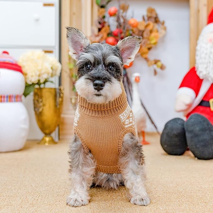 HOMIMP Dog Sweater Argyle - Warm Winter Clothes Puppy Soft Coat, Ugly Dog Sweater for Small Medium and Large Dogs, Pet Clothing Boy Girl, Cream XL