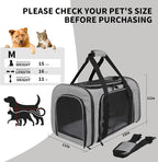 Carriers Soft-Sided Pet Carrier Case for Small Medium Cats Dogs Puppy Under 15 lbs,Airline Approved Cat Carrier with 4 Ventilated Windows (Medium,Grey&Black)