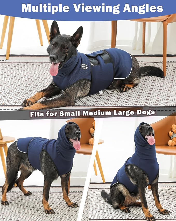 Meifsou Dog Anxiety Vest with Hood, Skin-Friendly Thunder Jacket for Dogs, All-in-One Dog Calming Shirt with Hood for Thunder, Fireworks, Separation - Keep Pet Calm Without Medicine, Army Green, XS