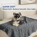 gogobunny Large Pet Blanket for Dogs Cats, Ultra Soft 300GSM Coral Fleece Washable Furniture Protector for Couch Bed Car Seat, Calming Crate Mat Blanket for Large Breeds, Grey, 40x50IN