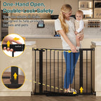 InnoTruth 29.6-39.1 in Wide Baby Gate for Stairs and Doorways, Black | Indoor Metal Dog Gate for Pets, Auto Close 2 Way Swing Walk Through Door, Double Lock & Y-Bolts, Pressure or Hardware Mount
