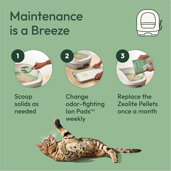 Purina Tidy Cats Breeze Covered Cat Litter Box System Kit with Pellet Cat Litter, Hooded Litter Box, and Litter Box Pads