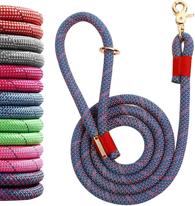 Nylon Rope Dog Leash, Purple, 5 FT - 3/5" | Reflective, Handmade Braided, Heavy Duty, For Medium Large Dogs