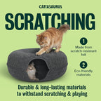Peekaboo Cat Cave Donut for Multiple & Large Cats up to 30-45 lbs, 3-in-1 Self Warming Cat Bed, Tunnel & Scratcher for Indoor Cats, Washable & Detachable Small Dog Bed (Dark Gray, Jumbo)