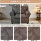 ZNSAYOTX Stretch Armchair Covers for, 1-Piece Chair Slipcovers for Living Room, Furniture Protector with Elastic Bottom for Dogs Cats Kids Geometrical Jacquard Fabric (Small, Brown)