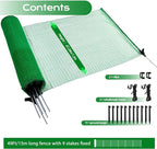 Temporary Fence with Posts,4'x50' Safety Barrier for Dog Snow Plastic Mesh Fencing with Fiberglass Stake Windbreak Rope,Movable Fencing Roll for Garden Backyard Outdoor Animal Protect