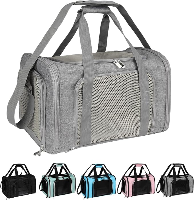 Top tasta Dog Cat Carrier Pet Carriers for Small Medium Large Cats Dogs Carrier Soft Sided Small Puppy Dog Carrier Portable Foldable Airline Approved Dog Cat Travel Carrier Grey Large