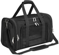 Soft-Sided Cat/Dog/Pet Carrier, Collapsible Pets Travel Carriers for Big Cats/Small Dogs with Shoulder Strap & Removable Mat, Mesh Puppy Carry Bag, Up to 25 Lbs(Black)