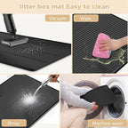 AMOK Cat Litter Mat, Extra Large Silicone Litter Box Mat 40" x 28", Waterproof Litter Trapping Mat for Cats, Durable and Easy to Clean, Black