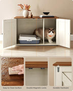 Feandrea Cat Litter Box Enclosure, Litter Box Furniture Hidden with Removable Divider, Indoor Cat House, End Table, 31.5 x 20.9 x 19.7 Inches, Honey Brown and Rustic White UPCL002P01