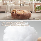 36 in Faux Fur Fluffy Donut Dog Bed for Large Dogs,Tie-dye Brown | Calming Plush Round Pet Bed with Removable & Washable Cover,Fits up to 80 lbs Pets