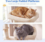 Hey-brother Cat Tree, 74 inches Multi-Level XL Large Cat Tower for Indoor Cats with Three Cat Condos, Two Large Top Decks and Cat Hairbrushfor Kittens, Cats and Pets, Beige MPJ035-MM
