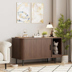 Halitaa 37.4" Cat Litter Box Enclosure with Scratch Pad, Sliding Door | Litter Box Enclosure Furniture Hidden Litter Box, Modern Indoor Cat House, TV Stand, Side End Table for Living Room, Walnut