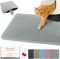 Cat Litter Mat 16"x20",Double Layer EVA litterbox Mat, Gray | Waterproof honeycomb large grid, urine-proof and odor-free. Traps litter, easy cleanup,Washable, non-slip backing