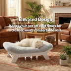 Muihood Elevated Wooden Dog Bed with Foam Mattress, White, X-Large | Raised Dog Bed with Washable Cover, Supportive Foam Mattress, Perfect for X-Large Dogs and Indoor Living